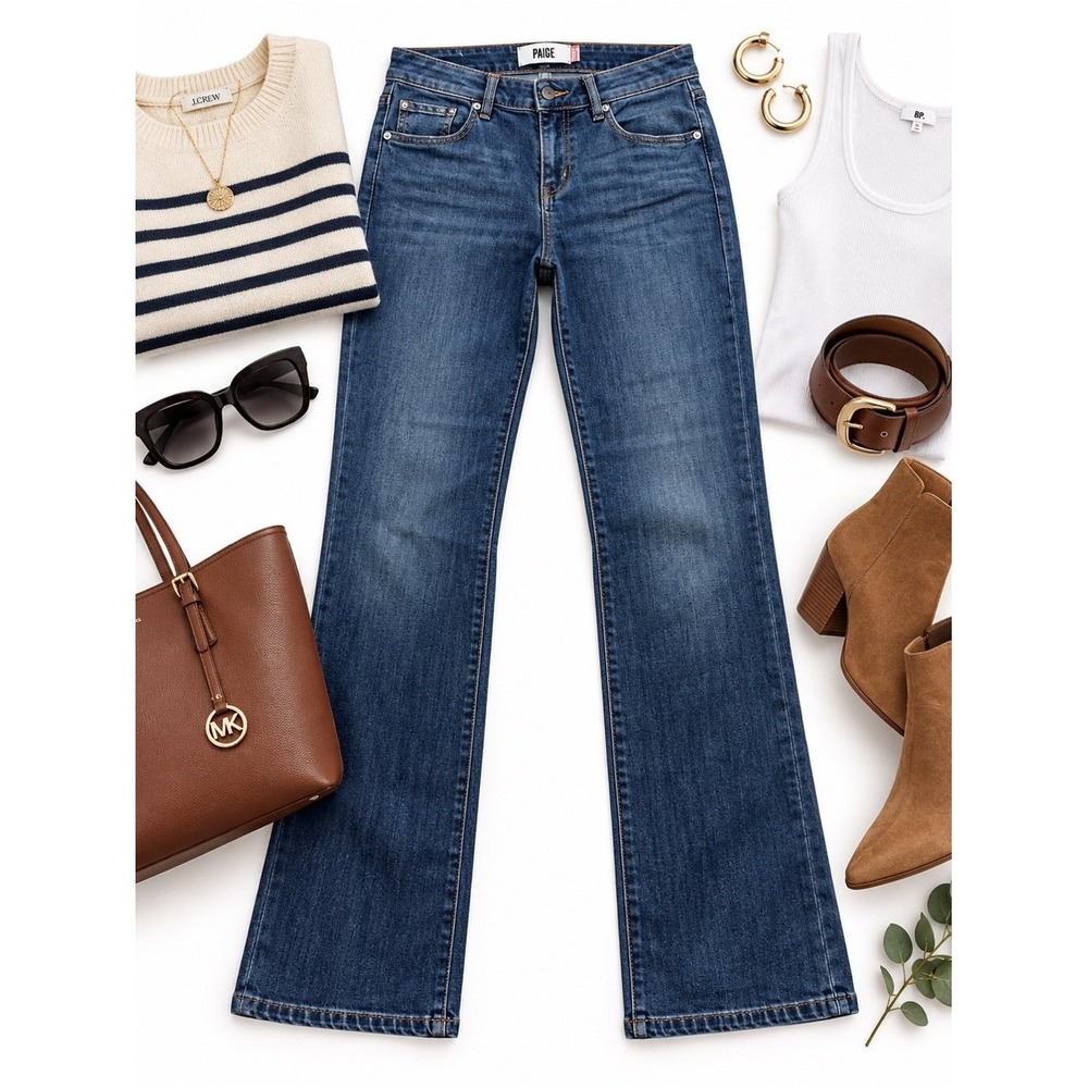 Cabi Jeans Kick It Crop Womens 4 Low Rise Kick Flare Raw Hem Y2K Denim Blue Sz 4